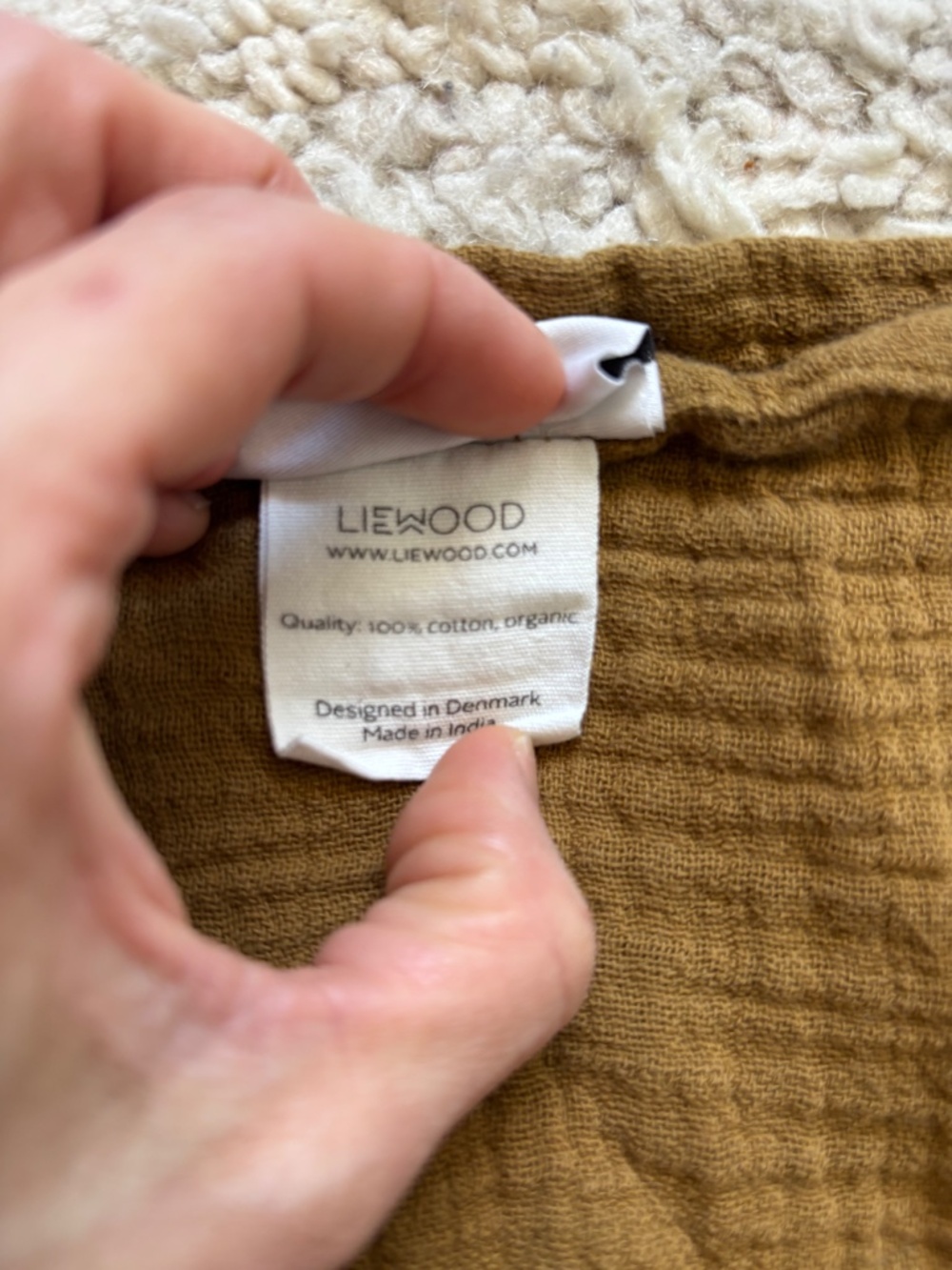 Liewood Muslin Baby Swaddle Burp Blanket Burnt Sienna - Picture 5 of 5